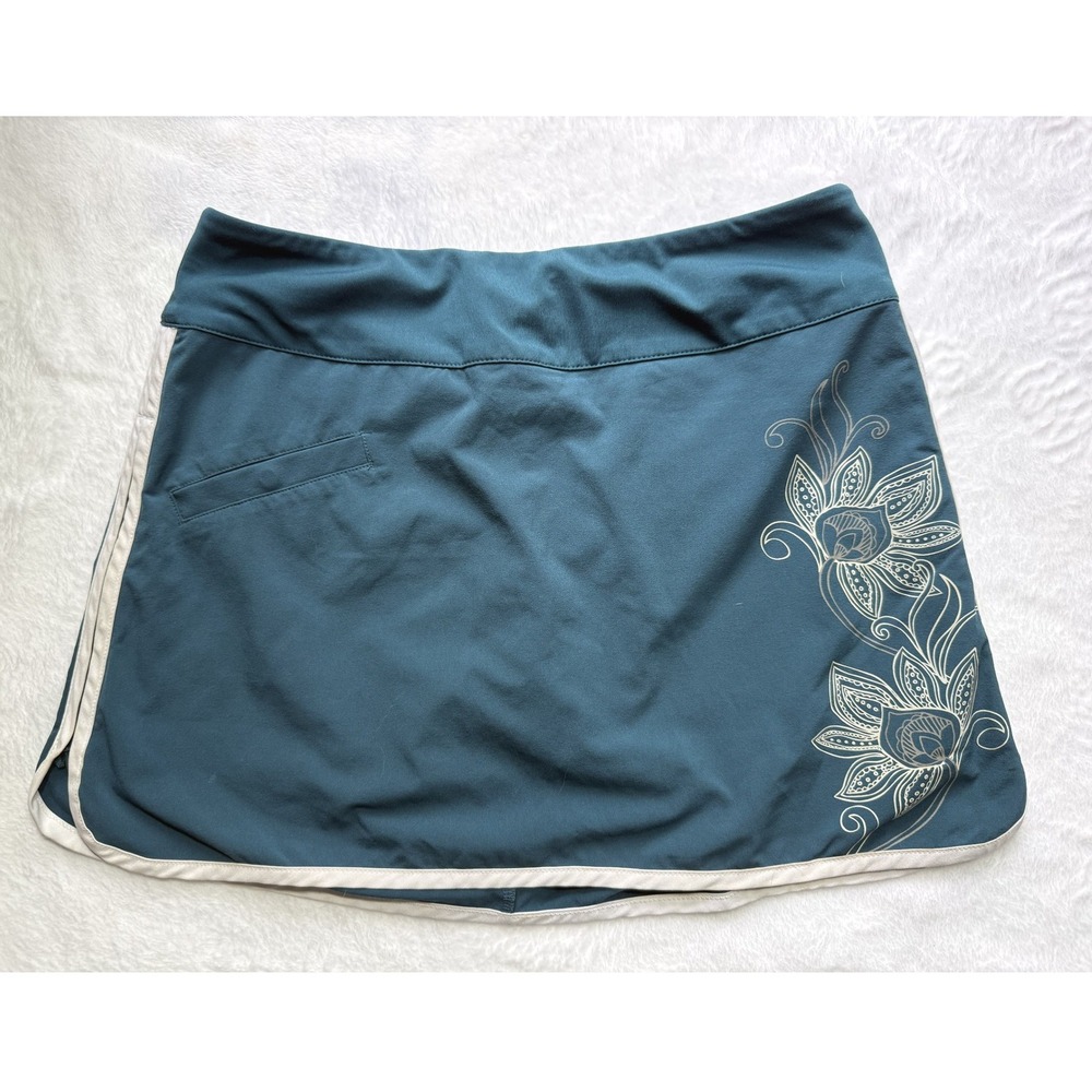 Athleta Womens Teal Blue Floral Active Skort Size 4 Tennis Golf Hiking Skirt